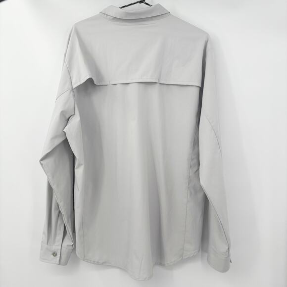Men’s XXL Grey Fishing Shirt Button Down Vented Back Hiking Outdoor Travel Top‎ - Picture 2 of 9